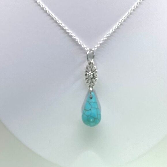 AUQ Sterling 925 Silver & Turquoise Necklace - Picture 5 of 10